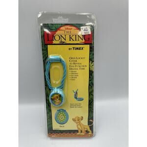 Vintage Lion King Simba Necklace With Locket & Digital Clock By Timex NIP